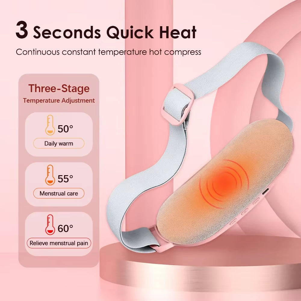 Electric Waist Massage Period Cramp Massager Vibrating Heating Belt for Menstrual Waist Stomach Abdominal Warm Palace Belt